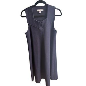 VINTAGE Designer Gerard Darel Dress Navy Wool Sleeveless Long Length Size 44